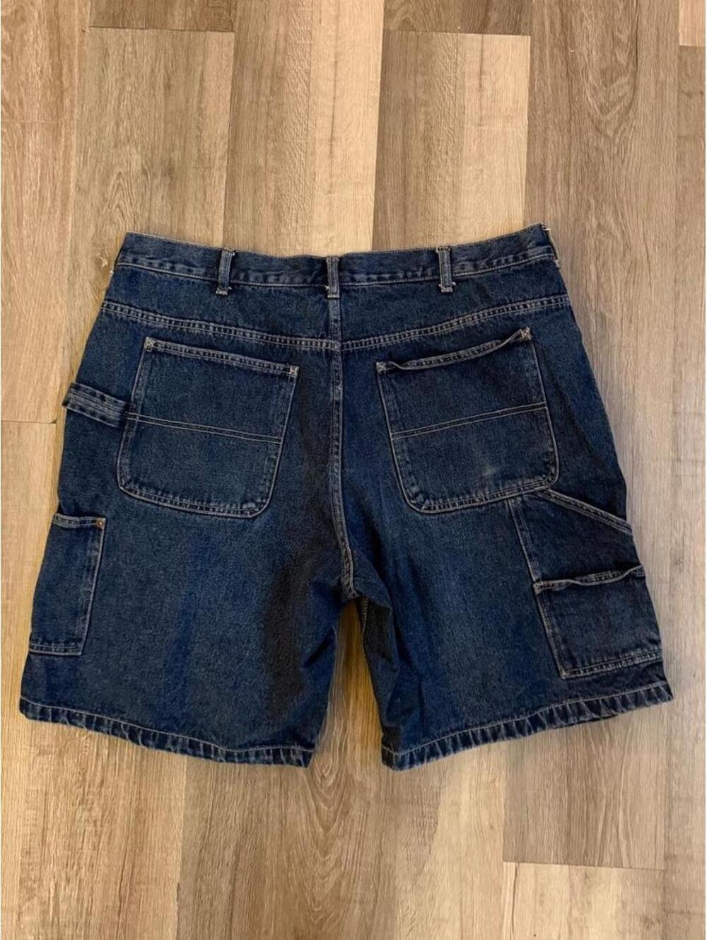 Y2k Route 66 blue carpenter denim shorts size 42